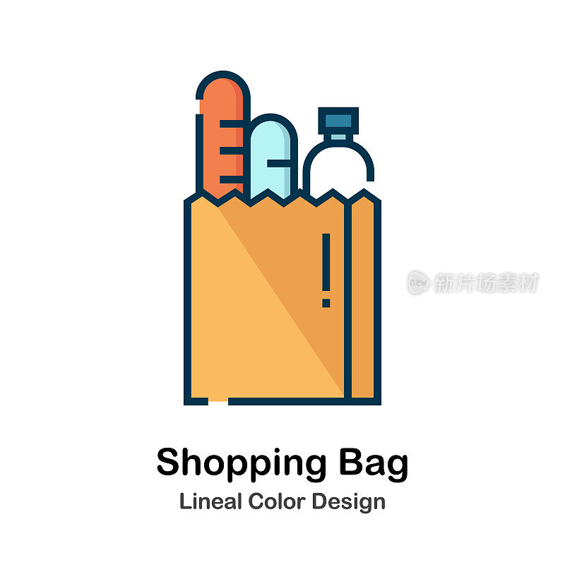 购物袋线性彩色插图