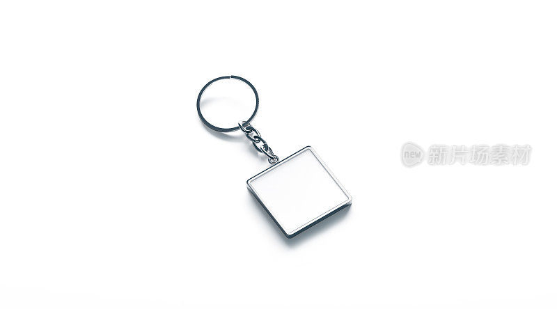空白金属方形白色钥匙链模拟上侧视图