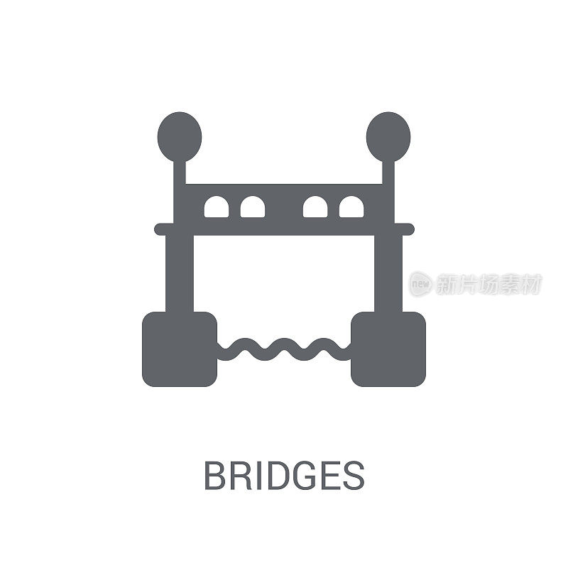 桥梁图标。新潮的桥梁标志概念上的白色背景从房地产收集
