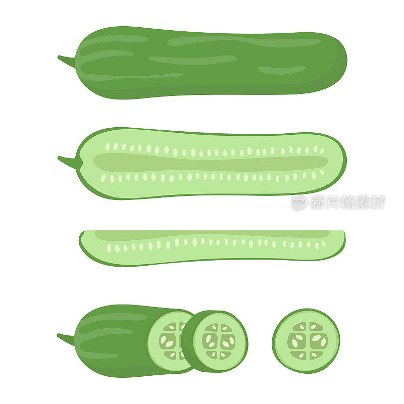 黄瓜图标集矢量设计。