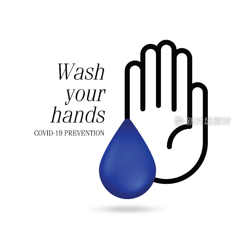 洗手图标库存插图，关于冠状病毒或covid-19预防媒介插图的警告标志