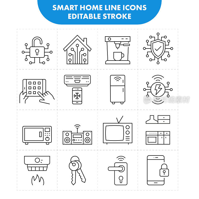 智能家居线图标设置可编辑的描边
