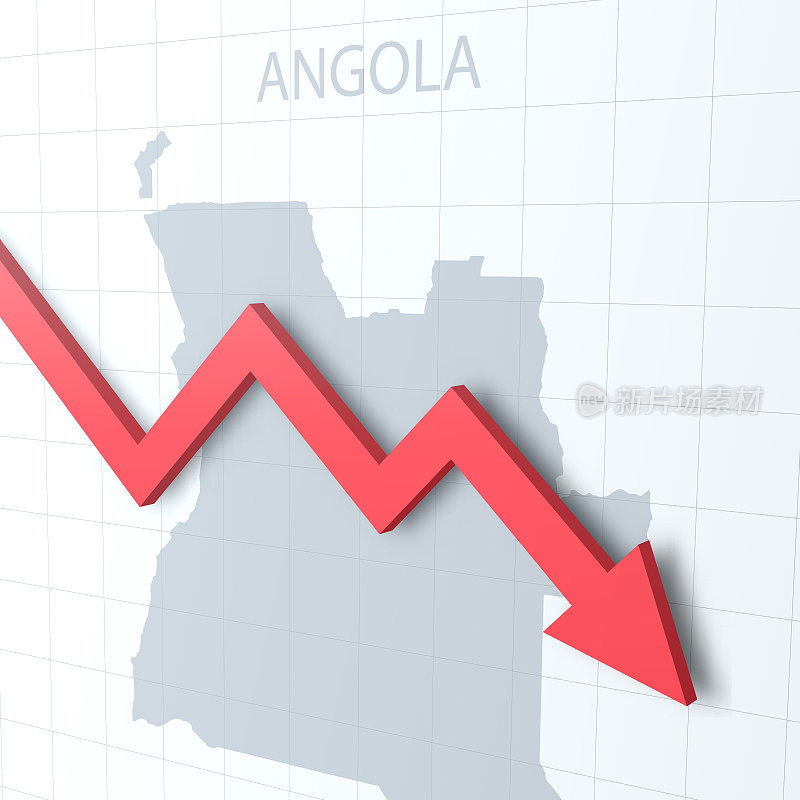 落下的红色箭头与安哥拉地图的背景