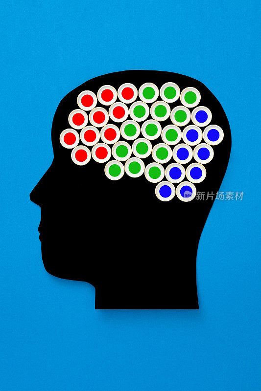 红色，绿色和蓝色条纹的圆圈大脑