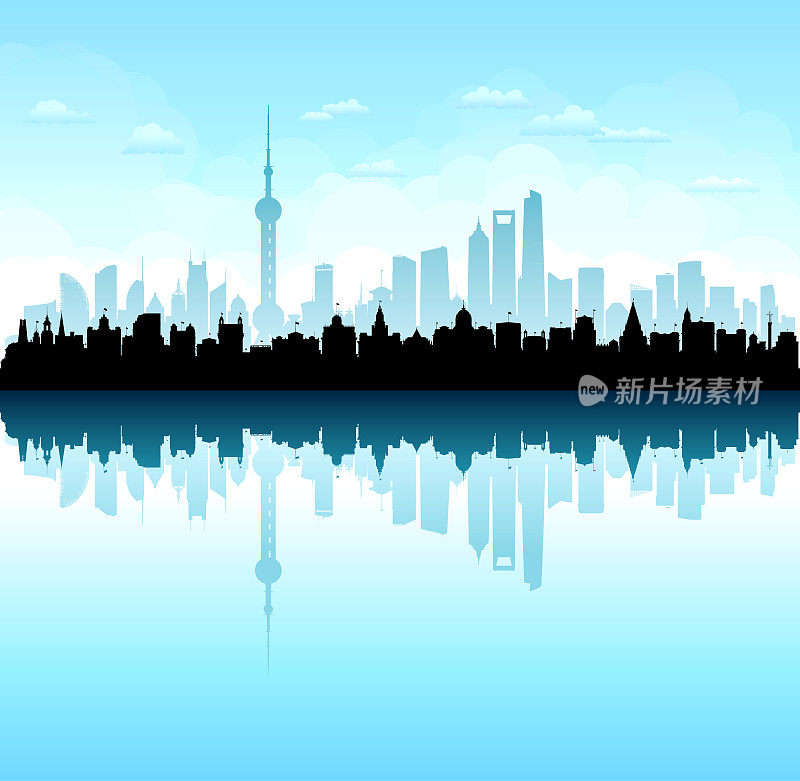上海天际线剪影(所有建筑都完整可移动)