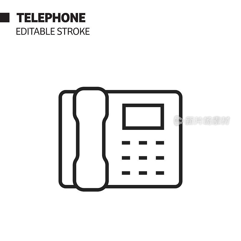 电话线路图标，轮廓向量符号插图。