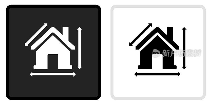 房子测量图标上的黑色按钮和白色翻转