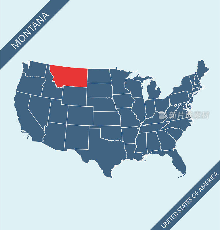 蒙大拿在美国地图上的位置