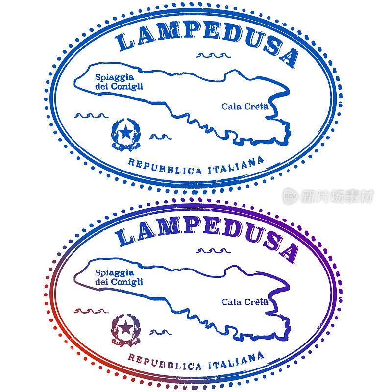 兰佩杜萨意大利复古旅行邮票