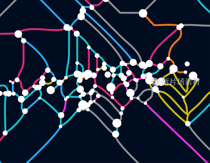 抽象彩色技术线与点数字图案海报背景