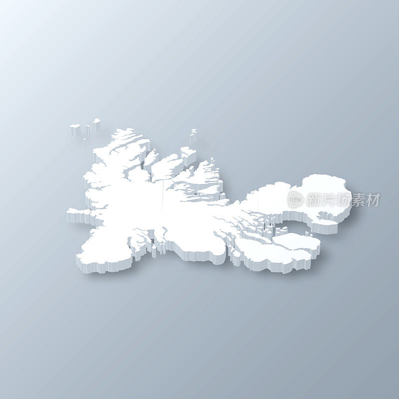 Kerguelen岛三维地图的灰色背景