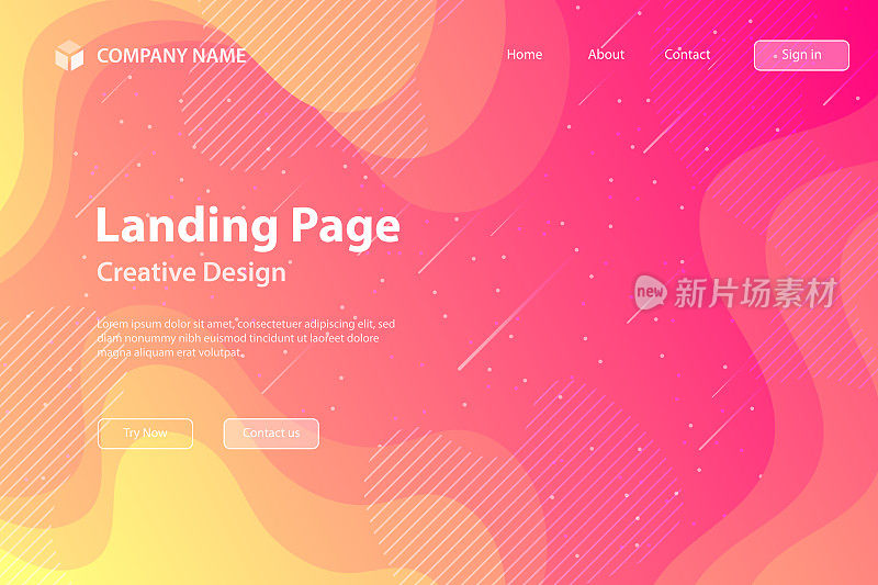 着陆页模板-流体和几何形状组成-橙色梯度
