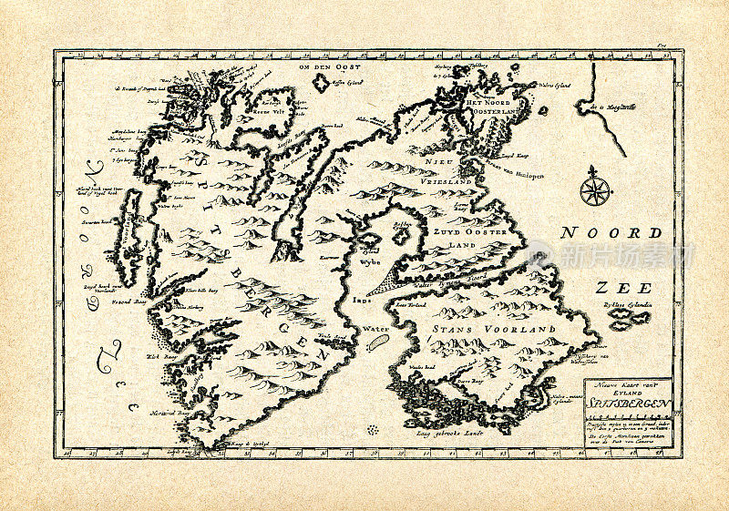 古地图的斯匹次卑尔根挪威绘图