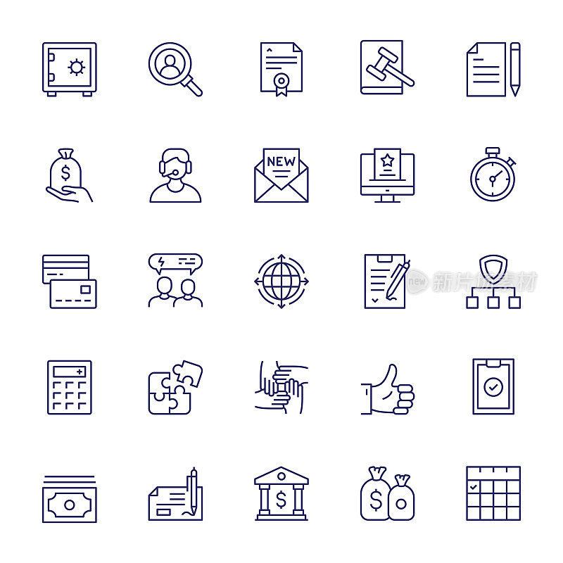 商业和金融可编辑的笔画线图标