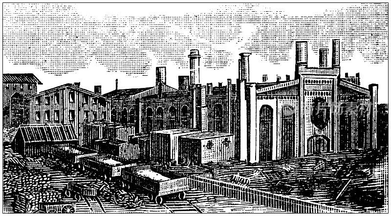 古董插图美国，宾夕法尼亚州的地标和公司:匹兹堡，一个加里森铸造公司。