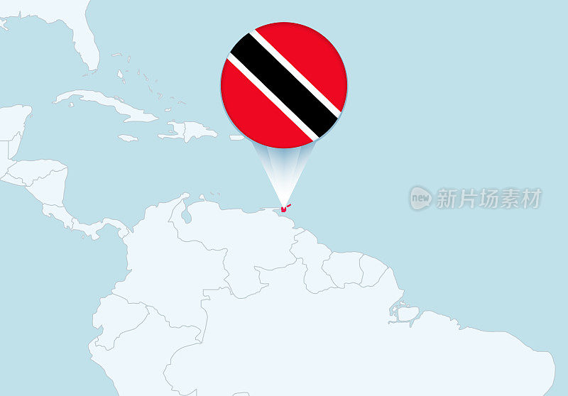美国精选特立尼达和多巴哥地图和特立尼达和多巴哥国旗图标。