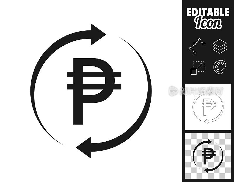 兑换和转移比索。图标设计。轻松地编辑