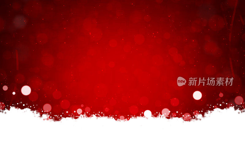 白色的雾或烟或雪的褶边和空灵的闪光点像气泡在圣诞主题的底部一个充满活力的深色栗色红色水平闪光节日圣诞背景