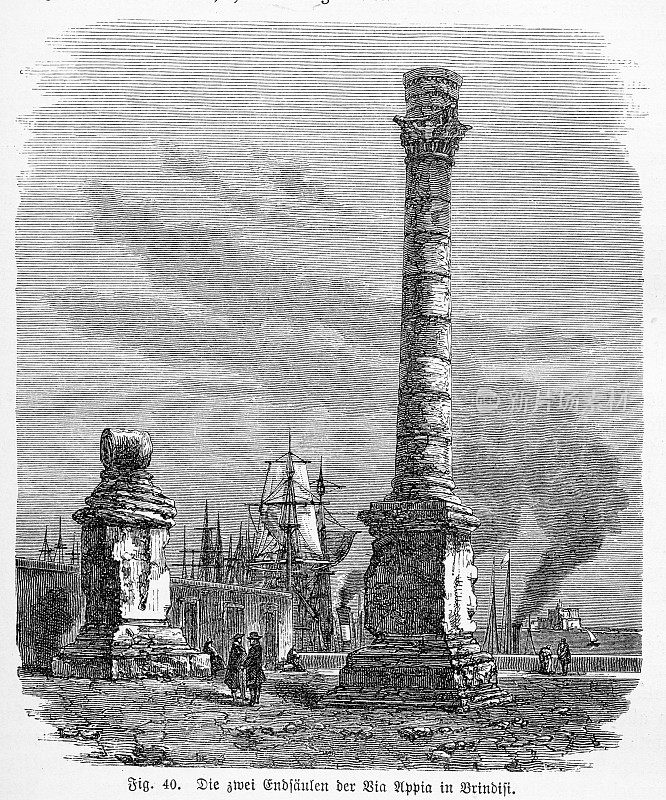 布林迪西阿皮亚古道尽头的罗马圆柱遗迹