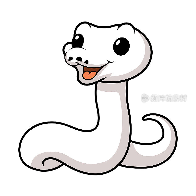可爱的白色白光球蟒蛇卡通