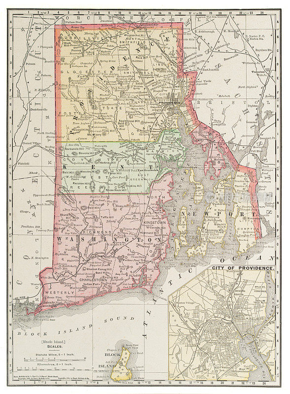 1899年美国罗德岛州地图