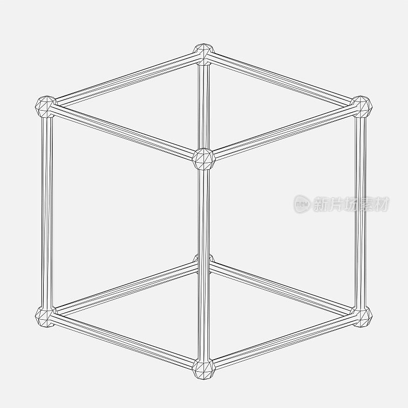 抽象黑白立方体线线模型图案背景