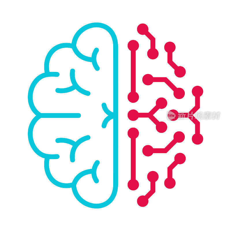 人工智能大脑芯片图标矢量股票插图