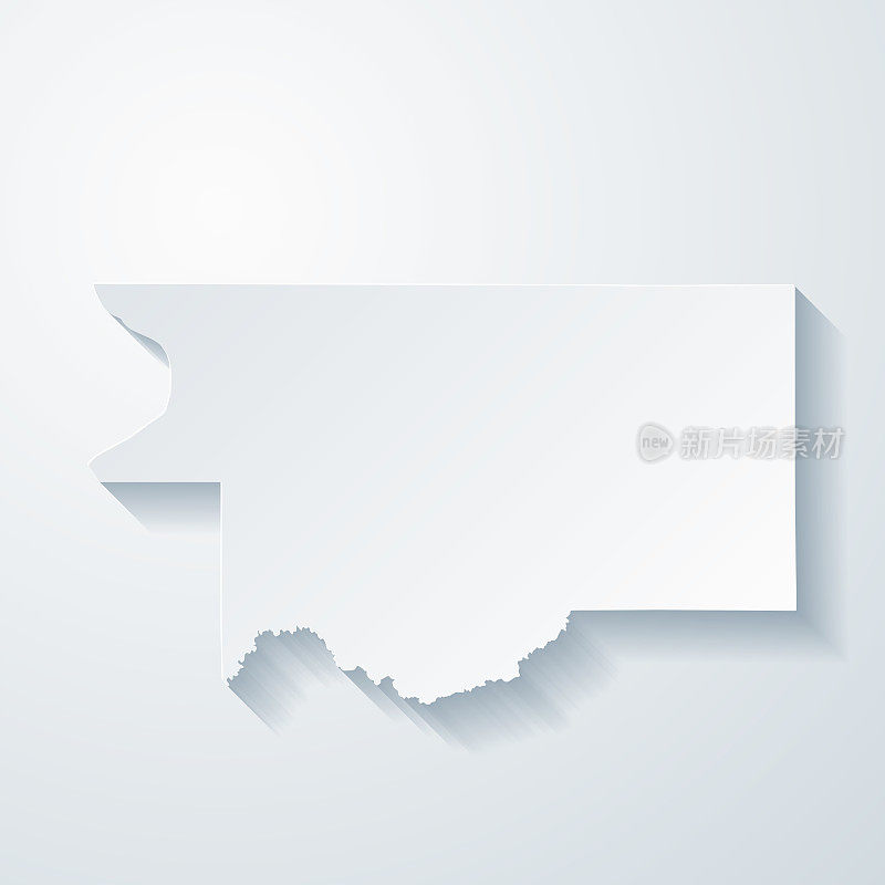 密西西比州德索托县。地图与剪纸效果的空白背景