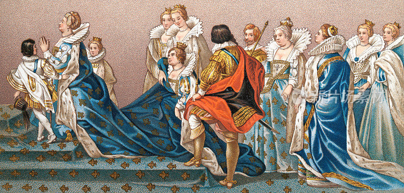 法国女王和她的随从女士们，16世纪末17世纪初，时尚史