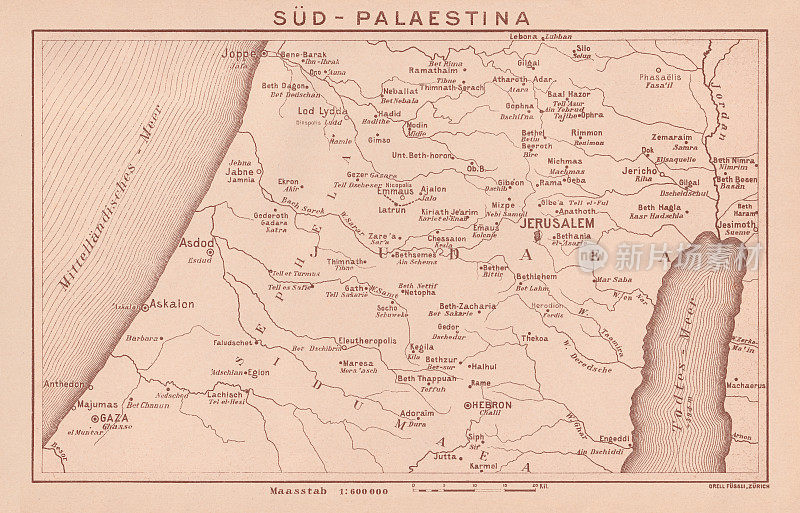 南巴勒斯坦历史地图，平版，1891年出版