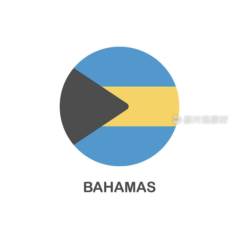 简单的巴哈马国旗-矢量圆平面图标