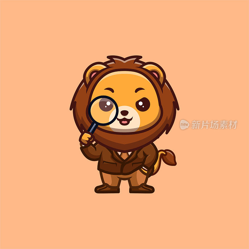 狮子侦探可爱创意卡哇伊卡通吉祥物Logo