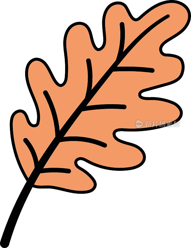 死橡树叶概念矢量图标设计，秋季或秋季活动符号，干燥天气标志，温带气候元素库存插图