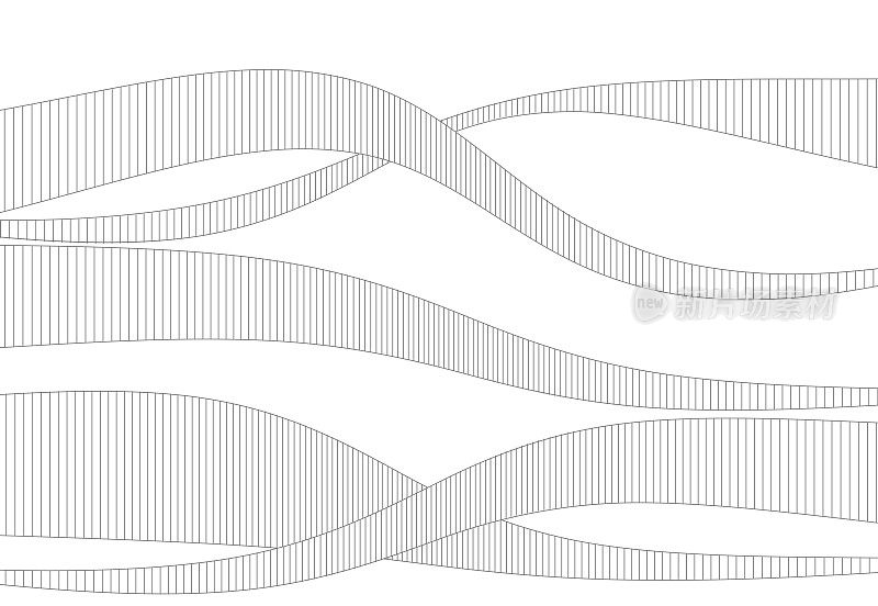 抽象黑白波浪曲线线条材质图案背景