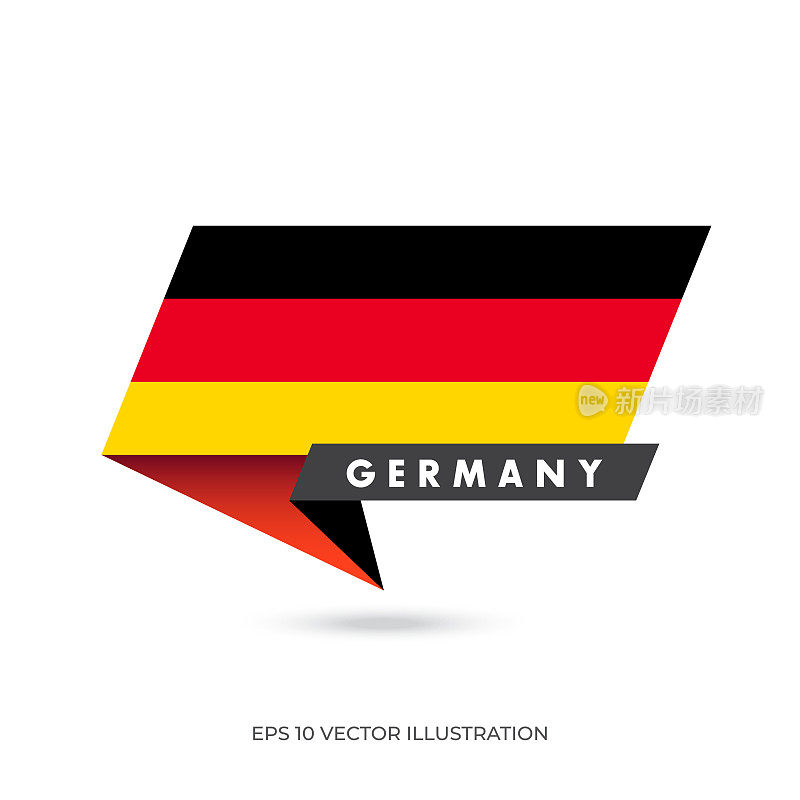 德国国旗，旗帜形状旗帜矢量股票插图