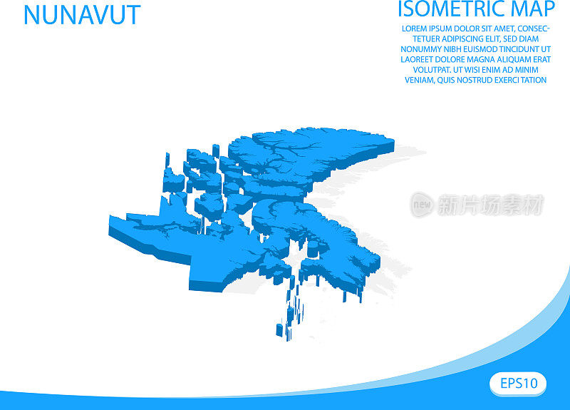 努勒维特蓝色地图的现代矢量等距图。元素白色背景的概念图易于编辑和自定义。每股收益10