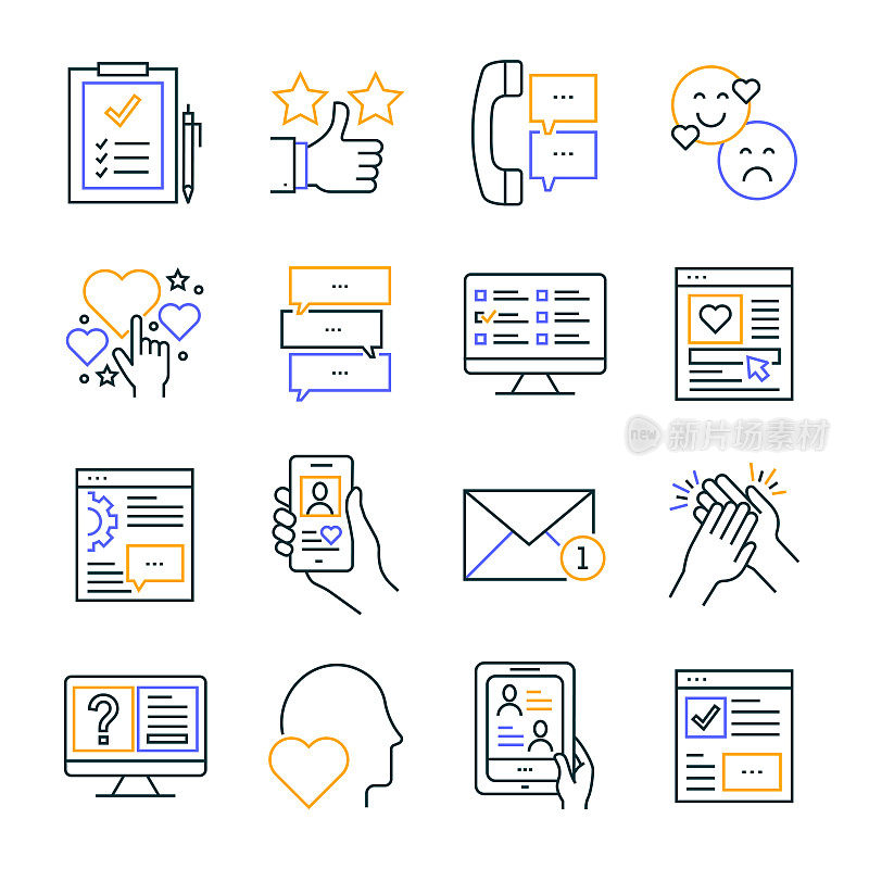 反馈线图标可编辑笔画。奖状,调查,评论,意见,反馈,满意度