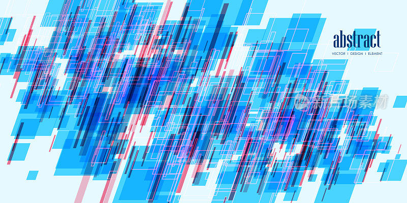 抽象的蓝色和红色矩形重叠的背景