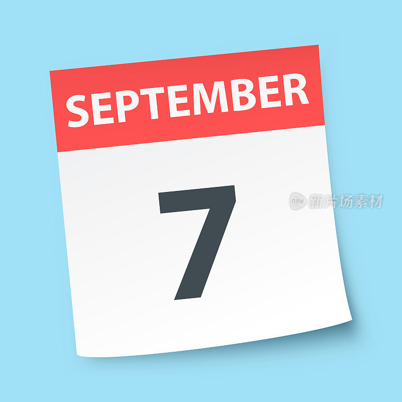 9月7日――蓝色背景的每日日历
