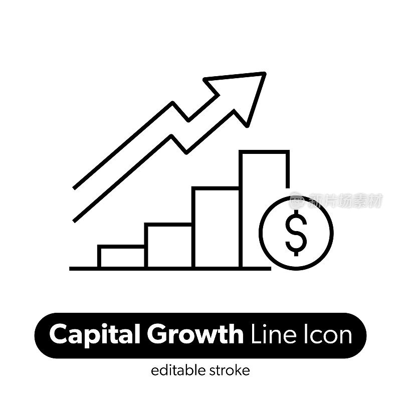 资本增长线图标。可编辑的描边矢量图标。