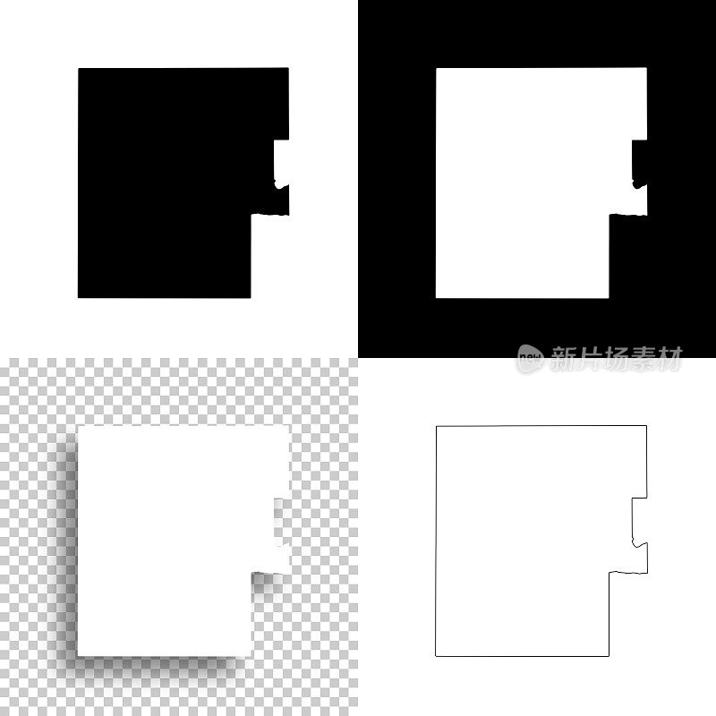 威斯康星州马奎特县。设计地图。空白，白色和黑色背景