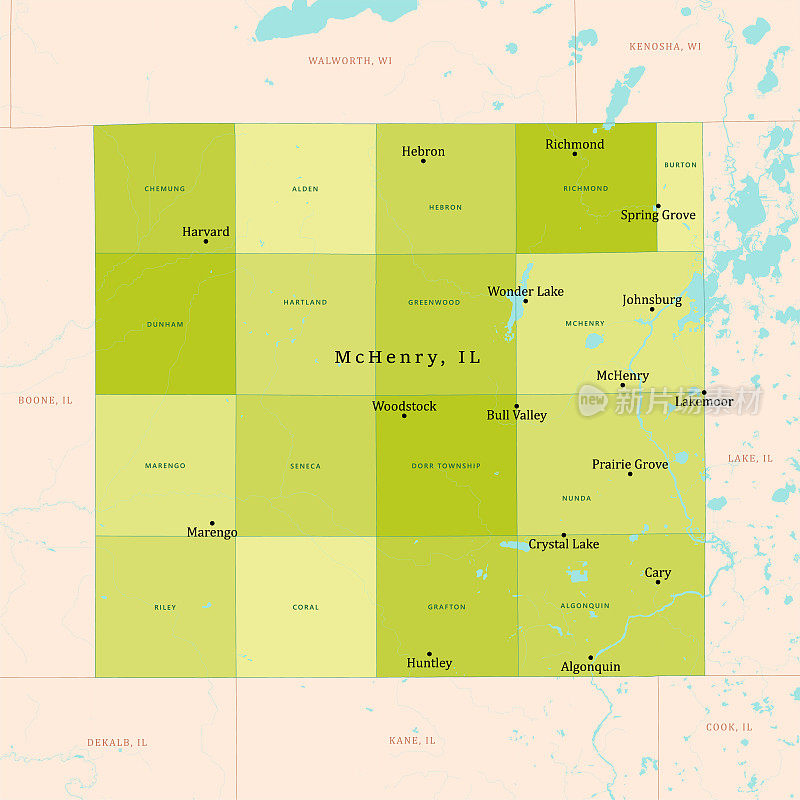 麦克亨利县矢量地图绿色