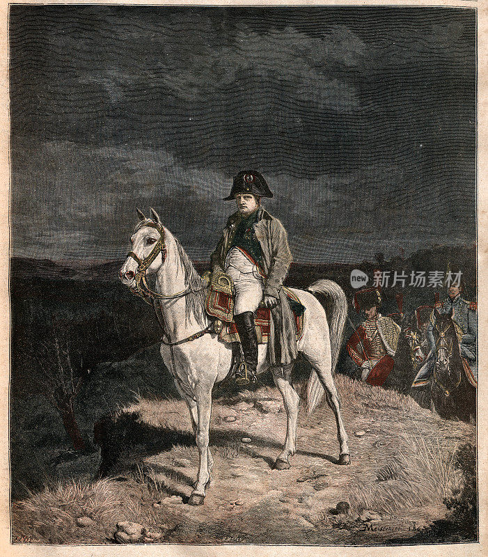 拿破仑・波拿巴骑在马上，马伦戈，1814年，法国历史，19世纪