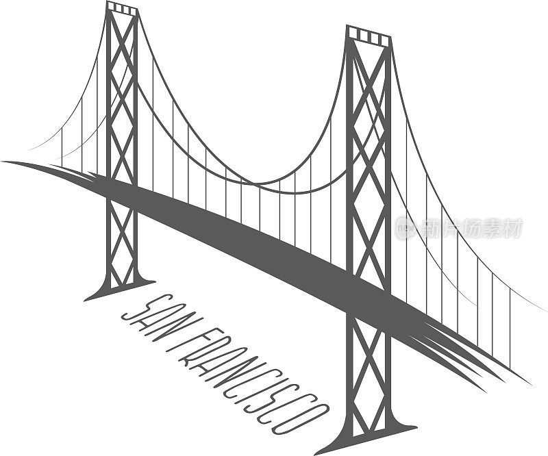 旧金山-奥克兰海湾大桥矢量图