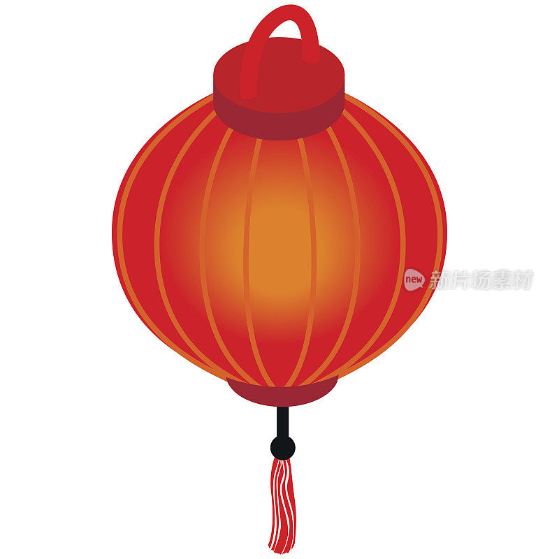 红色中国灯笼图标，等距3d风格