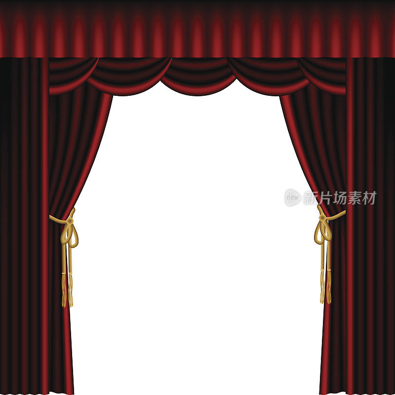 白色背景上的红色舞台幕布插图