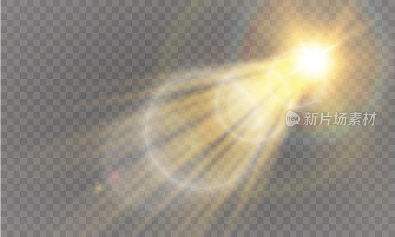 抽象镜头金色前太阳耀斑透明特殊光效果设计