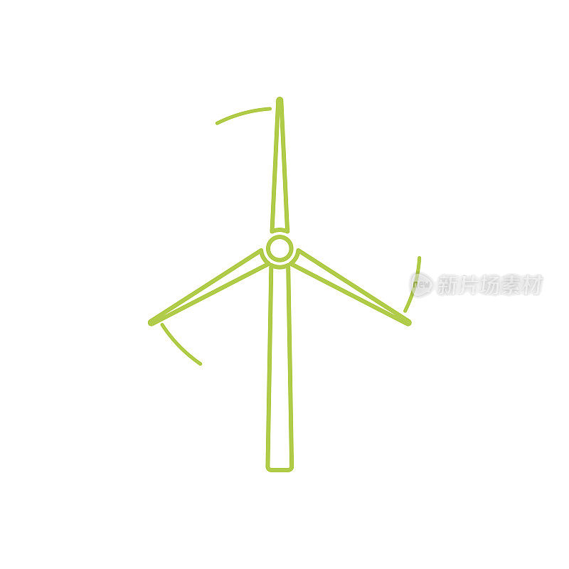 风轮机塔线形图标。矢量设计