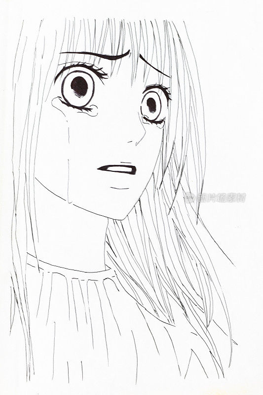 动画风格的绘画。图片中的一个女孩在日本动漫风格的图片。