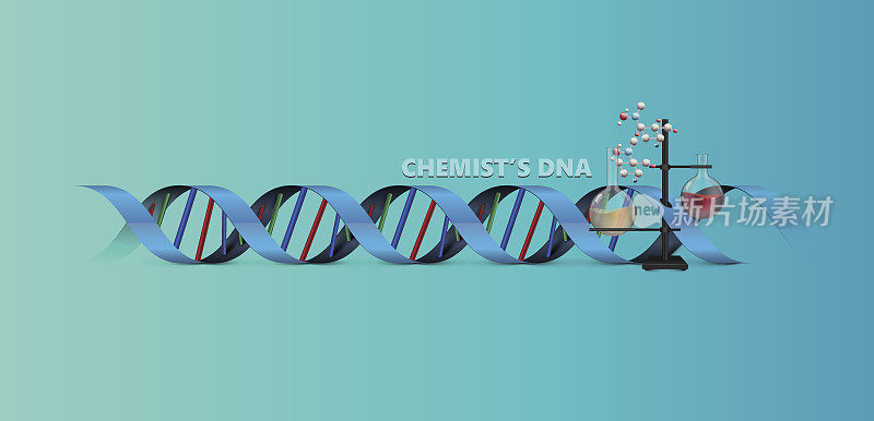 化学家的DNA背景与分子和气球瓶